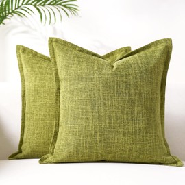 LRartdeco Cushion Cover 40 x 40 cm Linen Cushion Covers Green Spring Cushion Cover Washable Cushion Covers Decorative Cushion Cover Fruit Green for Sofa Cushion Boho Decoration in Living Room and