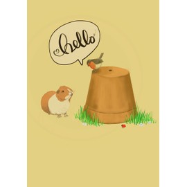 TheGoodGuinea Guinea Pig Hello Greeting Notecard (Pack of 5)