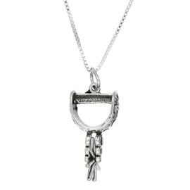 LGU Sterling Silver oxidized 3D Cowboy Spur Charm Pendant with Box Chain Necklace (16 Inches)
