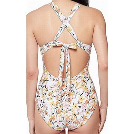 Jessica Simpson Traje de baño estándar de una Pieza con Cuello en V para Mujer, Sunset Multi, 12-14