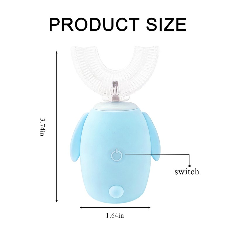 SNOWROSE Kids U-Shaped Electric Toothbrush, IPX7 Waterproof Design with 4