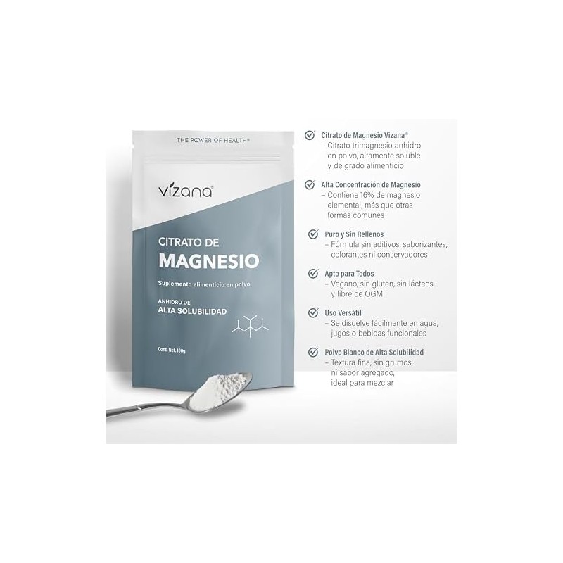 VIZANA NUTRITION Citratos de Magnesio y Potasio en Polvo 200g,