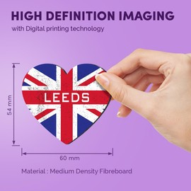 1x Heart MDF Magnet 6cm - Leeds England Flag Circle - Fridge Locker Office Whiteboard Toolbox #59472