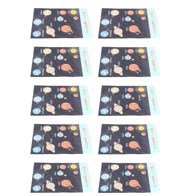 10pcs Children Cartoon Cute Solar System Poster Home School Planet
