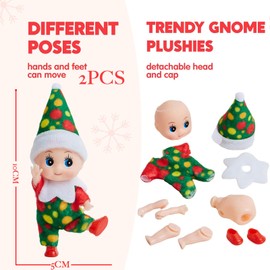 2pcs Christmas Elf Baby Mini Dolls,Christmas Baby Elves Twins Cute Little Elfs,Naughty Tiny Baby Elf Doll Novelty Toys Christmas Tradition Small Dolls for Girls Boys Kids Gift Xmas Stocking Stuffers
