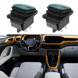 The Lord of the Tools 4 Pcs Waterproof Rocker Toggle Switch 4 Pin 2 Position 16A 250V 20A 125V Green LED Light Indicator ON/OFF Lamp Rocker Switch for Car Truck Boat Motorhome