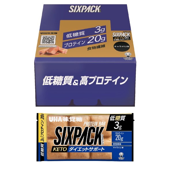 【まとめ買い】SIXPACKケトプロテインバー キャラメル味 1枚(43g)×10個 UHA味覚糖