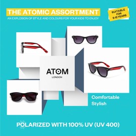 ATOM Polarized 100% UV Protection Kids Sunglasses - Aged between 5-12 Years Children Sunglasses for Boys and Girls (Blue Lens, Blue & Red)