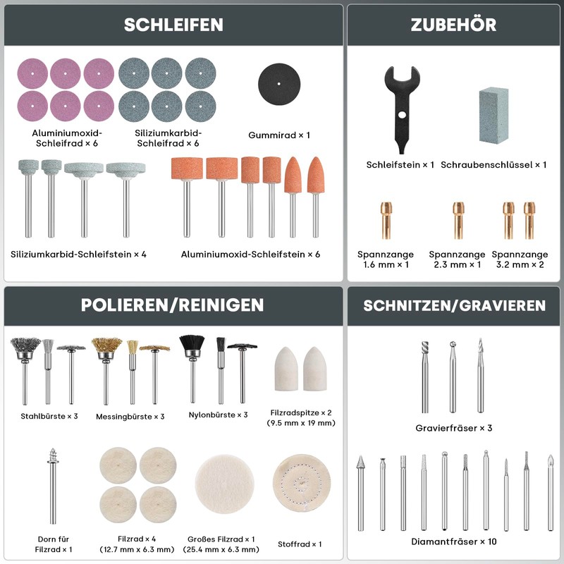 Enventor Multifunctional Tool Accessory Set, 361-Piece Universal Rotary Tool Set