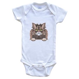 Selkirk Rex Cat Popping Up Fun Selkirk Rex Kitten Baby Bodysuit, 18 Months White