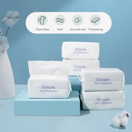 ESTIVITA Disposable Face Towels Makeup Remover Wipes 100% cotton Ultra-soft facial towelettes Dry or Wet Using for Daily Makeup Removing Skincare and Cleansing (Pack2, Large)