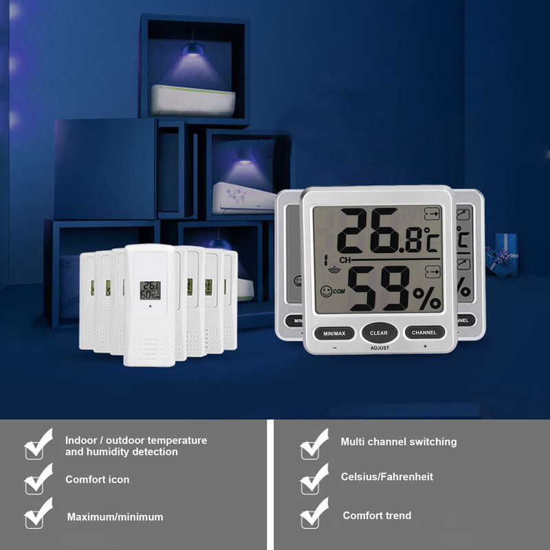 Wireless Thermometer Hygrometer Digital Temperature Humidity Monitor for Indoor Outdoor