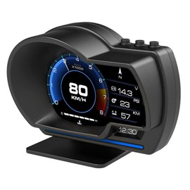 Yctze Pantalla Frontal LED HD de 3 Pulgadas, Velocímetro OBD2+GPS, Voltaje, Alarma de Altitud con Cambio de Color de Agua