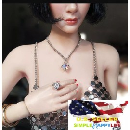 Unbranded 1/6 scale diamond ring and necklace set for 12" figure phicen hot toys USA