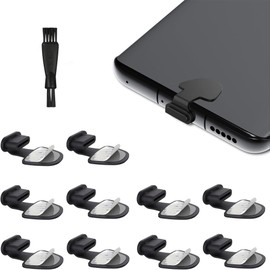 USB C Anti Dust Plug, Anti-Lost Type-C Port Plug Dust Cover，for Phones with USB Type C Charging Port (Black 12 Packs)