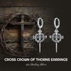MEIDERBO Cross Hoop Earrings 925 Sterling Silver Crown of Thorn