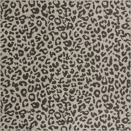 Unique Loom Outdoor Safari Collection Area Rug - Leopard (10' 8" Square, Light Gray/ Gray)