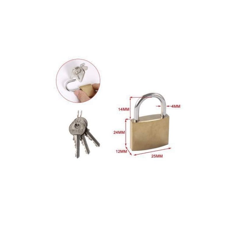 CABLEPELADO Solid Brass Gold Tone Padlock Brass Padlock Security Lock