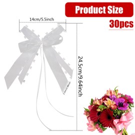 Aohcae Pack of 30 Car Decoration Wedding Car Bows Wedding Decoration Car Wedding Decoration Car Bows White with Hearts Christmas Bows for Wedding