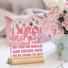 Pink Office Decor Funny Office Desk Sign Inspirational Farmhouse Acrylic Sign for Tabletop Cubicle Shelf Desk Accessories Acrylic Sign for Coworker Teammate Employee Boss