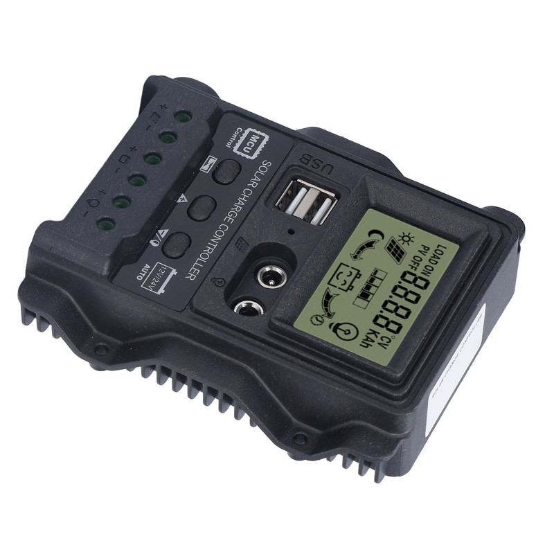 Dual USB Solar Charge Controller ABS LCD Display PWM Charging