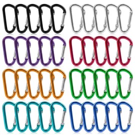 AdooAdii Set de 40 Mosquetones para Escalada de Aluminio Ganchos en D Clips de Mosquetón con Bloqueo Resistente Ligero Multiusos Carabiner para Camping Hamacas Llavero Mochila Senderismo Pesca Viajes