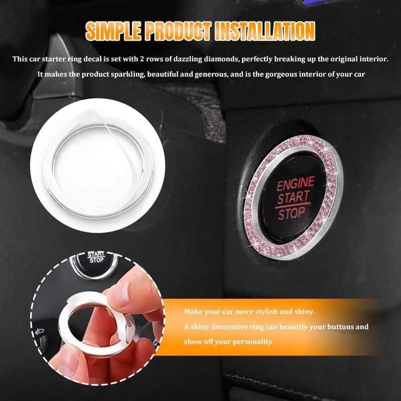 QZTYTY 2PCS Car Engine Start Stop Decoration Ring, Car Start
