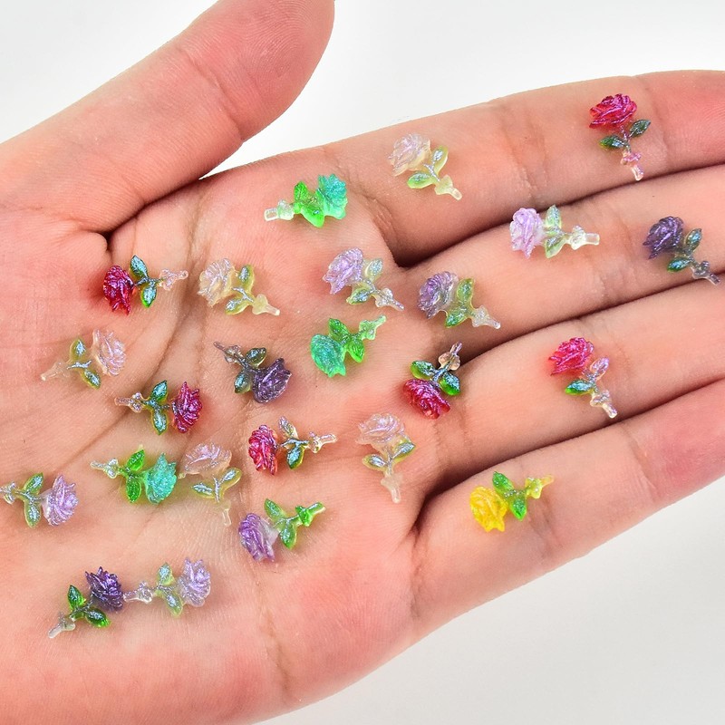 HOMICO 200 Pieces Tiny Rose Decor for Dollhouse Mini Resin