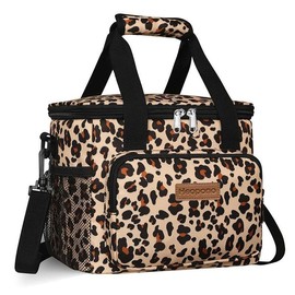 "NEW ARRIVAL" FLASH CODE!!Large Lunch Bag Insulated Lunch Box Soft Cooler Cooling Tote for Adult Men Women,  24-Can (15L) - Color: LEOPARD PRINT