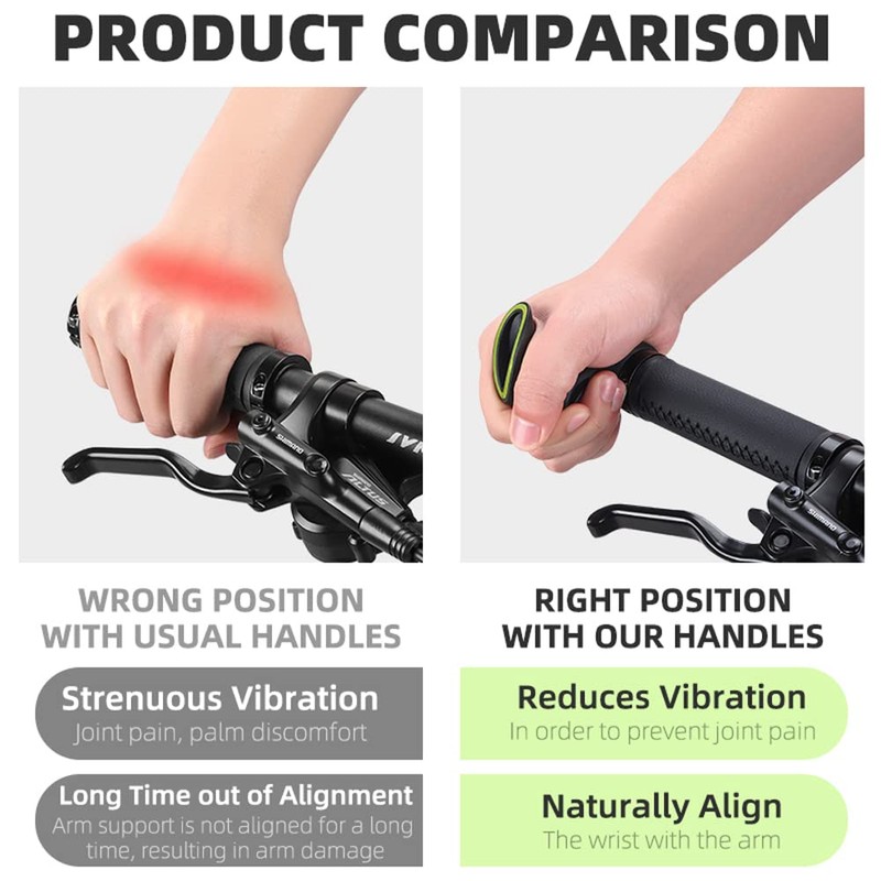Lixada Bicycle Bar Ends Ergonomic Anti-Slip MTB Mountain Bike Handlebar