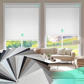 HeyBlinds Motorized Blinds with Remote, 100% Blackout Smart Blinds, Motorized Shades, Automatic Blinds for Windows, Electric Blinds (Blackout Roller Shades Fabric Samples)