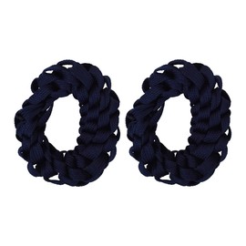 Shoelace Hair Scrunchies Elastic Hair Ties - Set of 2 - Navy