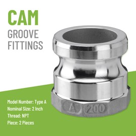 SPARKWHIZ 2 PCS Aluminum Camlock (2" part D) Cam & Groove Hose Fittings+2 PCS Aluminum Global Type A Cam and Groove Hose Fitting+with 4 PCS Camlock Gasket Fitting (2")