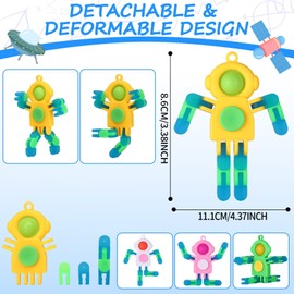 Bambebe 12PCS Fidget Sensory Toys for Kids, Transformable Chain Robot Finger Toy Glow in The Dark, Stocking Fillers: Party Bag Favor Gifts for Kids, Baby Bath Toys(Four Colors)