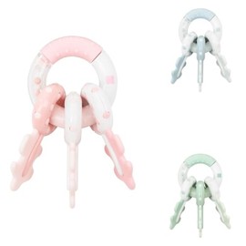 Kikkaboo Baby rattle key ring, teething ring, 3 keys, grasping toy, from 3 months, colour: pink