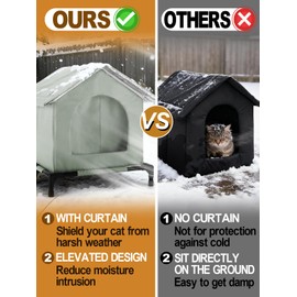 Elevated Cat House for Outdoor - Weatherproof Feral Cat Shelters for Winter, Waterproof Pet House for Keeping Outdoor Cats Warm