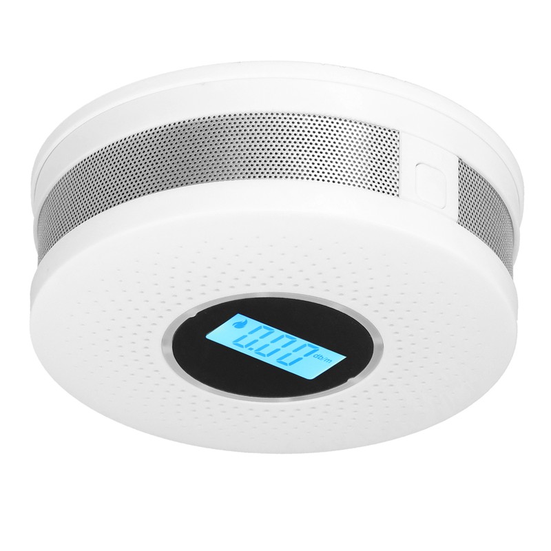 CO Smoke Combination Detector Photoelectric Sensor Sound Light Alarm LCD