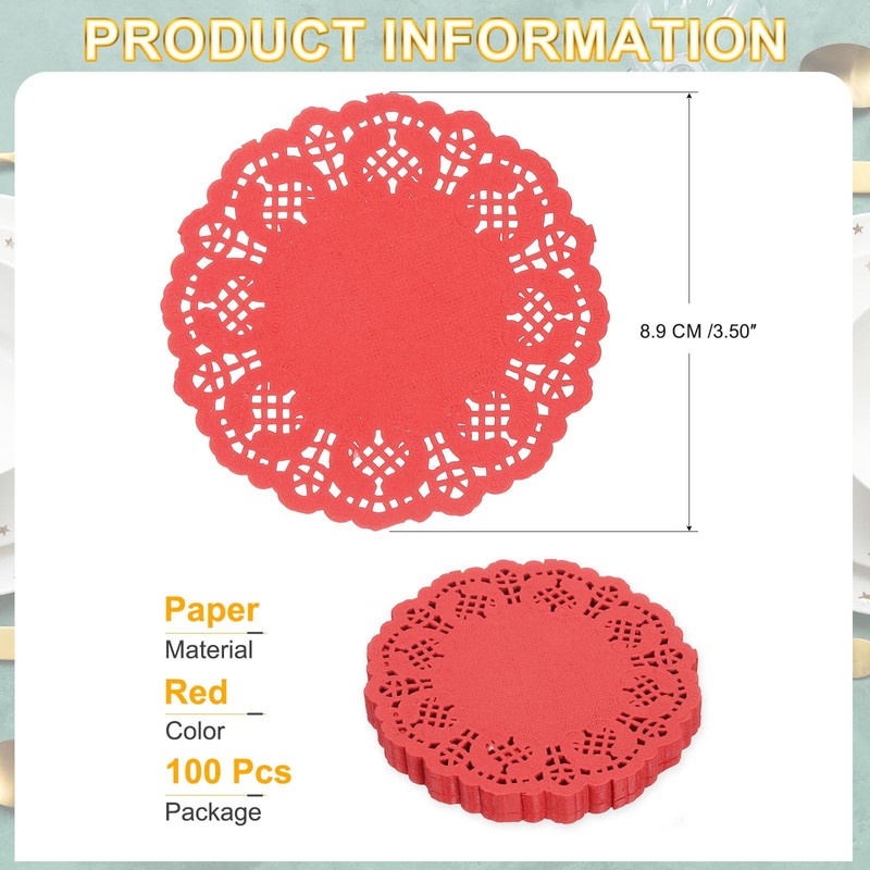 sourcing map 100pcs Paper Doilies, 3.5 Inch Lace Paper Doilies,