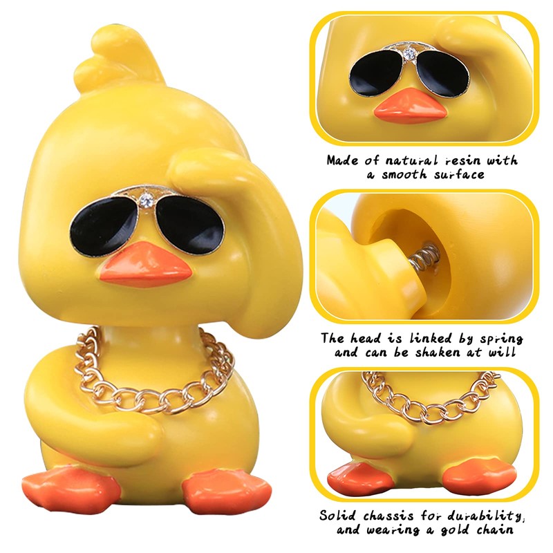 wonuu Cute Yellow Duck Car Ornaments Cool Duck Car Dashboard