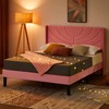 VECELO Queen Size Bed Frame Upholstered Platform with Fabric Headboard/Wooden