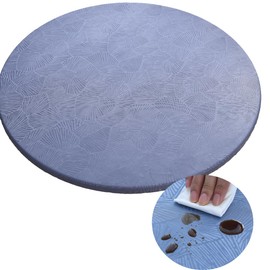 Morbuy Round Outdoor Tablecloth, 120 cm, Plastic Tablecloth, Washable, Beige Oilcloth, Weatherproof, Small Table Cloth for Kitchen, Garden, Outdoor (for Tables from 105 to 110 cm)