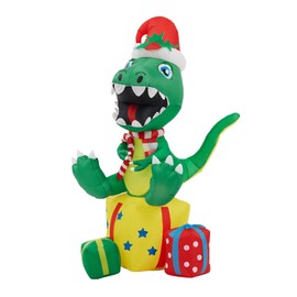 Christmas Inflatables 5ft Christmas Decorations Outdoor Christmas Inflatable Dinosaur Blow Up Outdoor Christmas Yard Decorations Built-in LED Lights with Tethers, Stakes