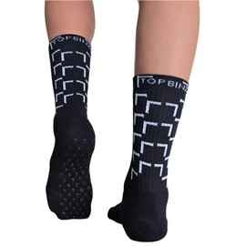 TOP BINZ Grip Soccer Socks Anti Slip Non Slip Mens and Womens Athletic Socks for Soccer Futbol Footbal Basketball, 2 Pair (US, Alpha, Small, 2, Black)