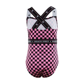Julysand - Traje de baño de una pieza para niñas pequeñas, color rosa, azul, sin mangas, con espalda recortada, Rojo Plaid, 3 Años
