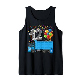 Happy 12 Birthday Side Loader Dumpsite Garbage Truck Tank Top