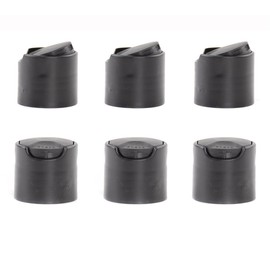 6PCS Shampoo Bottle Lids Black Disc Lotion Caps Flat Shoulder Bottle Cover Replacement Pump Black Plastic Disc Top Lids for Shampoo Lotion Conditioner(20/410)