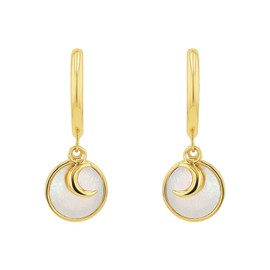NOELANI 2038813 Women's Hoop Earrings 925 Sterling Silver Mother of Pearl 2.7 cm White Moon Comes in Jewellery Gift Box, Sterling silver, mother-of-pearl, None
