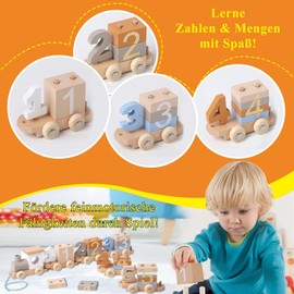 Dr. MUYA® Montessori Toy 1 2 3 4 Years, Toy from 1 Year, Birthday Train Wood, Motor Skills Toy, Educational Toy, Stacking Toy, Gift 1-4 Years Children Boys Girls