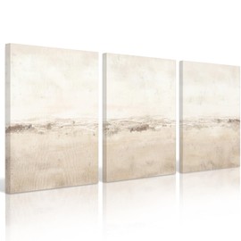Beige Abstract Wall Art Set of 3 Neutral Canvas Wall Art Prints Boho Abstract Picture Modern Abstract Art Wall Decor Minimalist Artwork for Living Room Beroom Decor 16x24 Inch Framed