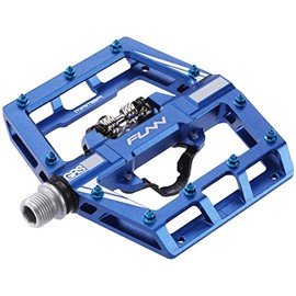Funn Mamba Mountain Bike Clipless Pedal Set - Single Side Clip Wide Platform MTB Pedals, SPD Compatible, 9/16-inch CrMo Axle (Blue)